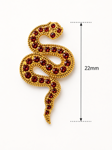 Broche unisex de plata de ley 925 con serpiente de granate y circonitas, aplique de joyería para decoración de prendas, bolsos y sombreros, para ella. - Product Image 3