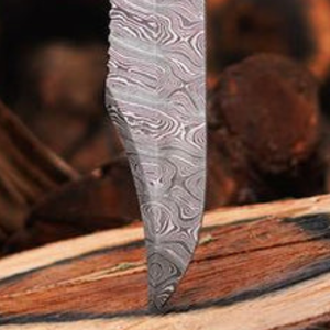 Silver Damascus Pattern Hunting Bowie Knife with Brown Antler Style Handle Fixed Blade <b>Outdoor</b> Camping Survival Knife with Metal - Product Image 4