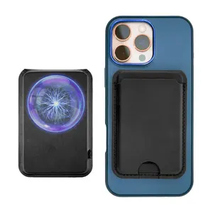 แท่นชาร์จไร้สาย Magsafe 15W พร้อมขาตั้งโทรศัพท์และช่องใส่บัตร  วัสดุหนัง PU สำหรับยึดโทรศัพท์มือถือ - Product Image 2