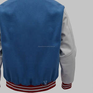 Vestes universitaires intelligentes de haute qualité pour hommes vêtements d'hiver avec col montant manches en cuir de corps en laine véritable traitement enduit - Product Image 4