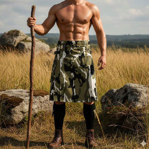 Kilt utilitaire camouflage urbain pour hommes, kilt cargo en coton avec poches OEM ODM 2026 - Product Image 1