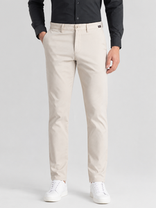 Pantalones Oxford de Poliéster/Algodón Beige para Hombre Fly Humble SPORTSWEAR, Corte Recto, Transpirables, Antiarrugas, Estilo Casual Elegante, Cintura Media - Product Image 1