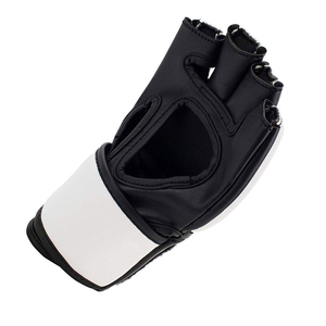 Guantes de Sparring MMA de Calidad Premium OEM, Medios Dedos, Cuero, Correa de Velcro en la Muñeca, Negro y Blanco, para Artes Marciales y Boxeo, Talla Personalizada - Product Image 5