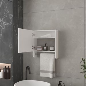 Armoire à pharmacie blanche Ulysses avec barres porte-serviettes - Product Image 3