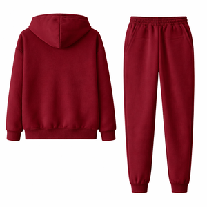 Premium Quality Burgundy Cotton Fleece Puff Print Graphic <b>Zip</b>-<b>up</b> <b>Crop</b> Hoodie Sweatpants Set Custom Design Women Tracksuit - Product Image 2