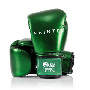 Gants de Muay Thai Fairtex en cuir véritable vert métallisé, très demandés, pour l'entraînement de kickboxing et de boxe, gants de sparring Muay Thai - Product Image 6