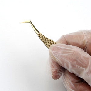 Gold Plated Eyelash Tweezers Precision Tip 45 Degree Angle Smooth Texture Professional Lash Extension Tool - Product Image 4