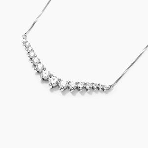 Women's Lab Grown Diamond Brilliant Cut <b>Necklace</b> 14K White Gold Graduated Curve Design IGI Certified Trendy Gift Jewelry Rhodium - Product Image 3