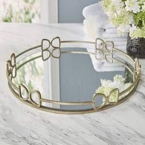 Elegante Bandeja Rectangular Decorativa de Metal con Espejo, Organizador con Estilo para Exhibir Cosméticos en el Baño - Product Image 5