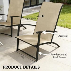 Set di Sedie da Pranzo Pieghevoli Beige per Esterni, Terrazza, Campeggio e Giardino (Solo Sedie) - Product Image 3