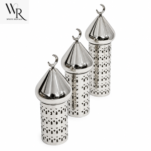 Luxury Silver Metal Minaret Ornament Set for Ramadan Decoration Islamic Home Decor <b>Eid</b> Mubarak <b>Gift</b> Mosque Figurine Minaret - Product Image 1