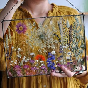 Decorative <b>Wall</b> Hanging Glass Photo Frame Slim Metal Border Pressed Flower <b>Display</b> <b>Case</b> For Modern Home Decor Wholesale Item - Product Image 1
