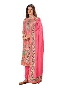 Conjunto de Salwar Kameez de Muselina de 3 Piezas Listo para Usar, Anarkali Kurta Pant, Vestido Largo Tradicional Diwali con Estampados Florales Vibrantes de Poliéster - Product Image 2
