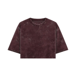 T-shirt à manches courtes brodé col rond pour femme grande taille, 100 % coton biologique, toile respirante, écologique, couleur marron - Product Image 2