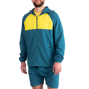 Ensemble deux pièces d'été pour homme : veste coupe-vent et short, demi-zip, en polyester/coton respirant, imprimé, décontracté, avec logo personnalisé, prix bas - Product Image 2