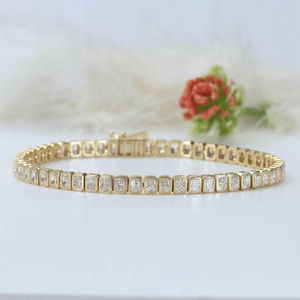 6.00 TCW Radiant Cut VVS Diamond Tennis Bracelet 925 Silver <b>Gold</b> Plated Bezel <b>Set</b> Womens Engagement Anniversary Gift - Product Image 6