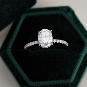 Elegant Round Cut Moissanite Diamond <b>Ring</b> In 925 Sterling <b>Silver</b> With Stones Luxury <b>Solitaire</b> Engagement Jewelry by trisha - Product Image 1