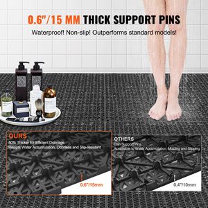 55 Pezzi Piastrelle Nere in PVC Morbido 30x30 cm, Piastrelle a Incastro Antiscivolo per Drenaggio, Set di 55 Piastrelle Nere - Product Image 2