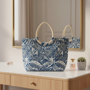 Sac de plage en jute écologique durable de qualité supérieure, imprimé sur mesure, avec poignée longue |   Tissu sans azo pour le shopping, les voyages et les loisirs - Product Image 3