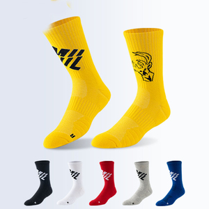 High Quality Crew Basketball Customizable <b>Socks</b> Men's Custom Sports Athletic Spandex/Polyester <b>Breathable</b> Anti-Bacterial <b>Socks</b> - Product Image 1