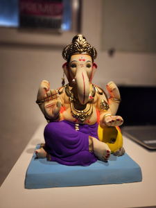 Ídolo Decorativo de Resina Ecológica Pintado a Mano del Dios Ganesha, Ganpati Murti para Celebraciones Festivas, Ganesh Chaturthi Pooja 12 - Product Image 3