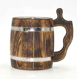 Mug en bois artisanal écologique, anti-fuite, léger, style américain, pour bière, lait, café, thé, technique polie - Product Image 4