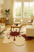 Tapis en laine bio blanc et rouge sur mesure, motif abstrait moderne unique, design artistique, tapis de sol fait main personnalisable