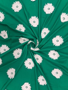Factory Direct Premium Dark Green 3D Floral Embroidered Cotton Fabric- High-Relief White Daisy Applique Breathable Material - Product Image 5