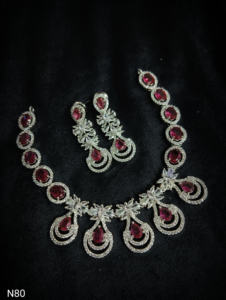 Classic American Ethnic Bridal Jewelry Set Two-Piece <b>Necklace</b> <b>and</b> <b>Earrings</b> with Flower Design for Wedding Party Diamond Accents - Product Image 4