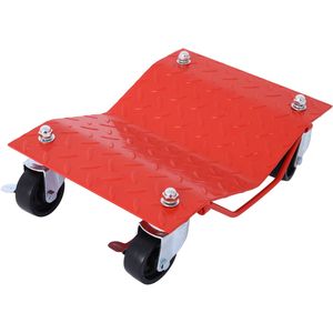 Chariot de manutention robuste à 4 roues, capacité 6000 lbs, avec piquets rouges, pour déplacement de voitures et chariots de manutention - Product Image 5
