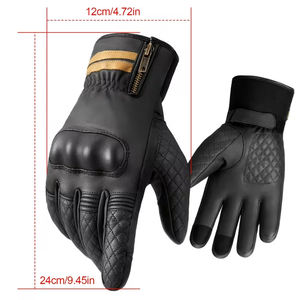 Guantes deportivos antideslizantes para motocicleta, de dedo completo, para hombre, color negro, con protección en los nudillos y doble costura. - Product Image 5