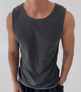 Camiseta sin mangas de punto ajustada para verano, top de tirantes acanalado para gimnasio y culturismo, camiseta sin mangas personalizada para hombre, ropa urbana, yoga - Product Image 6