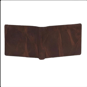 Brown Genuine Leather <b>Trifold</b> <b>Wallet</b> RFID Blocking Card Holder Coin Pocket Button Closure Vintage Short Purse <b>Men's</b> Eco-Friendly - Product Image 2