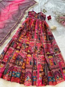 ชุดเดรส Anarkali ดีไซน์ล่าสุด แบบไม่มีแขน พร้อมผ้าคลุมไหล่ สำหรับงานแต่งงานและงานปาร์ตี้ ชุด Anarkali สุดอินเทรนด์ในราคาที่เข้าถึงได้ - Product Image 4