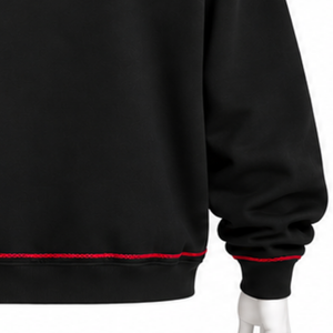 Sweat-shirt à capuche noir Indus brodé, motif floral, poche kangourou, streetwear décontracté, unisexe, haut de mode d'hiver - Product Image 6