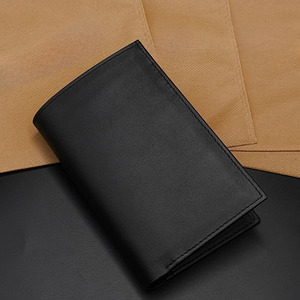 Black Smooth Plain Leather Short Vertical RFID Blocking Durable <b>Wallet</b> <b>Men</b> Luxury Slim Id Window Multi Slot Minimalist <b>Card</b> - Product Image 5