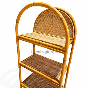 Estantería de Ratán de 4 Niveles, Estante de Bambú Tejido, Estante de Almacenamiento Arqueado para Decoración del Hogar, Sala de Estar - Product Image 3