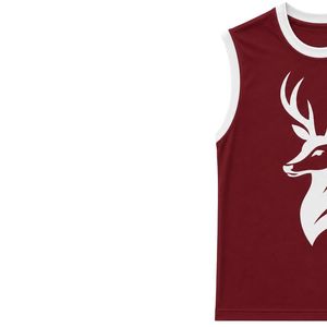 Maroon And <b>White</b> Sleeveless Tank Top With Deer Graphic Print <b>Men</b> Custom Cotton <b>Vest</b> Round Neck Summer Casual Streetwear Fashion - Product Image 3