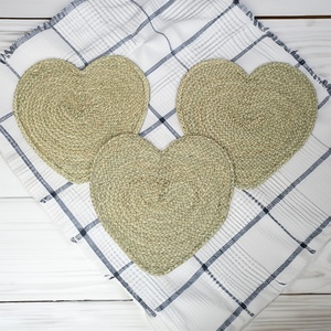 Hot Sale Handwoven Seagrass <b>Placemat</b> Heart Design 5mm Thick Eco-Friendly Carton Packed Rustic Table Setting Wholesale Vietnam - Product Image 3