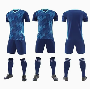Men's Soccer Jersey Set White Navy Blue Sublimated Short Sleeve Moisture Wicking <b>Athletic</b> Fit All Seasons - Product Image 2