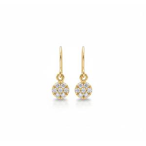 14K Solid Gold Lab Grown Diamond Cluster Dangle Earrings Prong Set Dainty Women's Elegant Party <b>Gift</b> Jewelry - Product Image 3