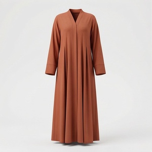 Abaya longue tendance pour femmes, robe islamique personnalisée avec plis sur le devant, abaya pour filles musulmanes, tenue modeste, haute qualité, couleur personnalisée - Product Image 1