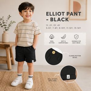 BOHOPANNA Elliot Pantalon court noir pour garçons, couleur unie, fermeture à boutons, taille moyenne, bas de tenue décontracté d'été pour enfants de 1 à 14 ans - Product Image 3