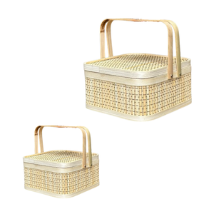 Best Selling BAMBOO GIFT <b>BASKET</b> with Handles Available Wicker Crafts Custom Color for Gifts - Product Image 1