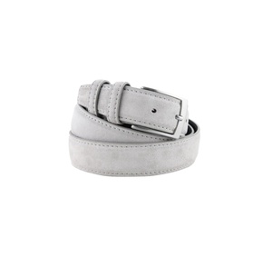 Cintura da uomo in pelle scamosciata di colore bianco freddo in vera pelle italiana di alta qualità con fibbie ad ardiglione 3.5cm/1.37in per il commercio all'ingrosso 6 pezzi in una scatola - Product Image 1