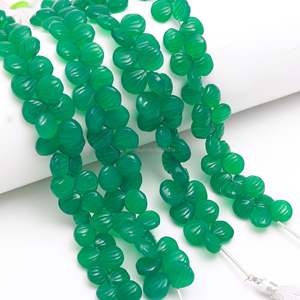 Perles de coquillages sculptées en onyx vert naturel, perles de pierres précieuses sculptées à la main, perles d'onyx vert percées sur le côté pour la fabrication de bijoux - Product Image 1