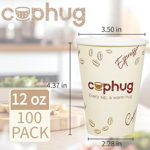Confezione da 100 Bicchieri da Caffè Usa e Getta da 350 ml a Doppia Parete Isolati con Coperchio per Uso Quotidiano Caldo - Product Image 3