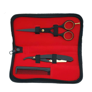 Kit de coiffure professionnel en acier inoxydable poli miroir avec ciseaux à effiler, ciseaux de coiffure et rasoir, avec peigne, en vente - Product Image 6