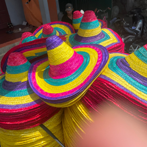 Chapeau de paille Sombrero mexicain naturel du Vietnam à large bord pour décorations de fête et protection solaire estivale 99 Gold Data - Product Image 4