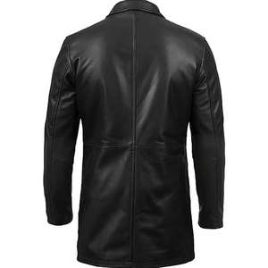 Abrigo de Invierno de Lujo, Gabardina de Cuero Genuino para Hombre, Abrigos Largos de Cuero, Corte Recto Elegante, Abrigo Largo Cálido para Hombre - Product Image 3